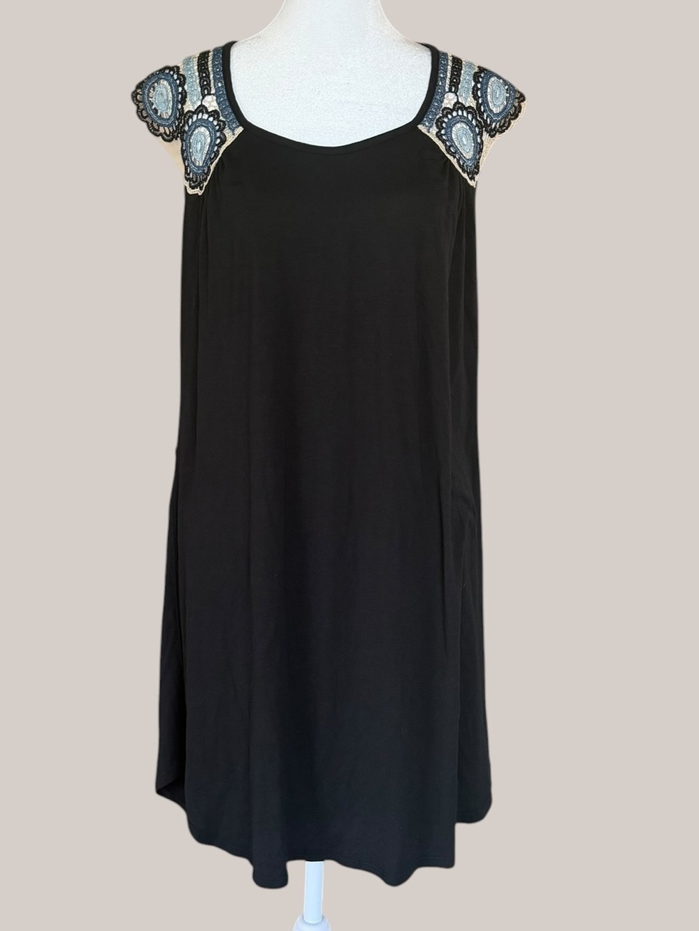 Charlotte Russe Crochet Lace Shift Dress Boho Black Medium